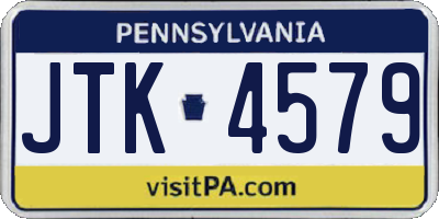 PA license plate JTK4579