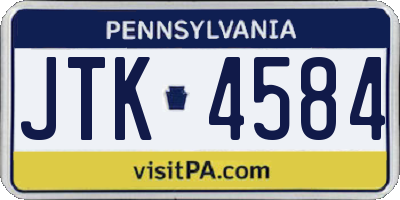 PA license plate JTK4584
