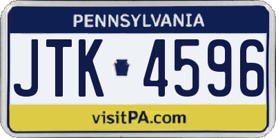 PA license plate JTK4596
