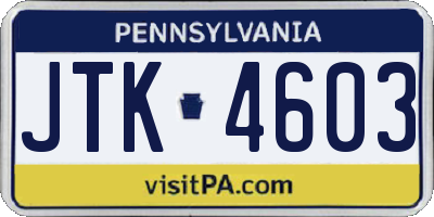 PA license plate JTK4603