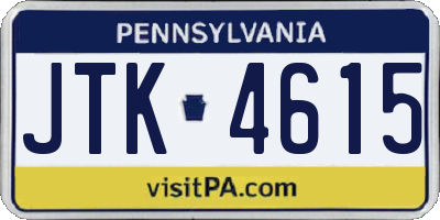 PA license plate JTK4615