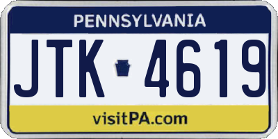 PA license plate JTK4619