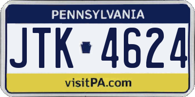 PA license plate JTK4624