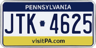 PA license plate JTK4625