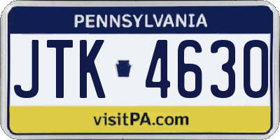 PA license plate JTK4630