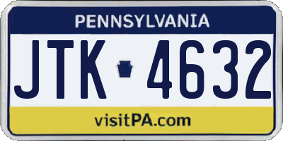 PA license plate JTK4632