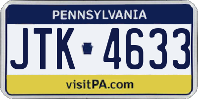 PA license plate JTK4633