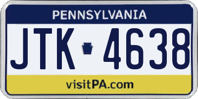 PA license plate JTK4638