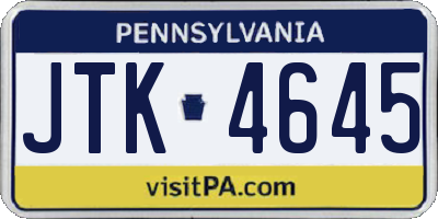 PA license plate JTK4645