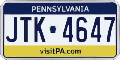 PA license plate JTK4647