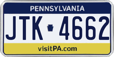 PA license plate JTK4662