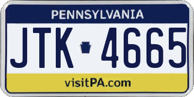 PA license plate JTK4665