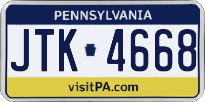 PA license plate JTK4668