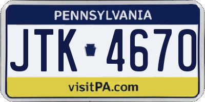 PA license plate JTK4670
