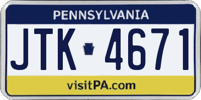 PA license plate JTK4671