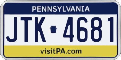 PA license plate JTK4681