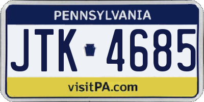 PA license plate JTK4685