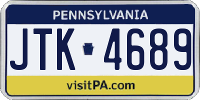PA license plate JTK4689