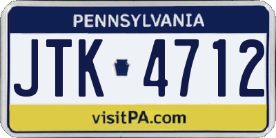 PA license plate JTK4712