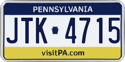 PA license plate JTK4715