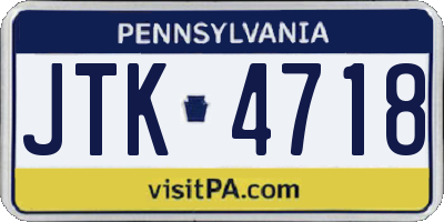 PA license plate JTK4718
