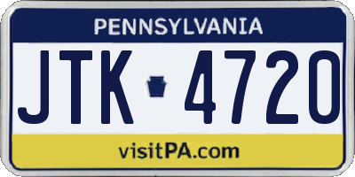 PA license plate JTK4720
