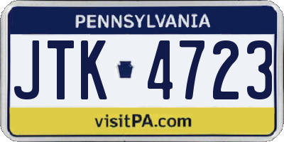 PA license plate JTK4723