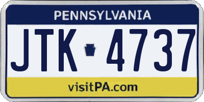 PA license plate JTK4737