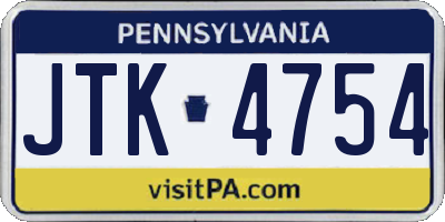PA license plate JTK4754