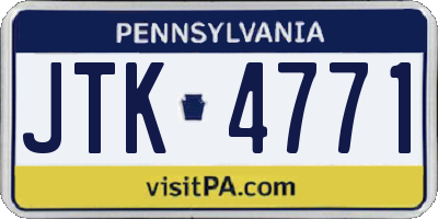 PA license plate JTK4771