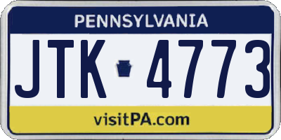 PA license plate JTK4773