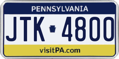 PA license plate JTK4800