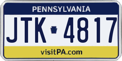PA license plate JTK4817