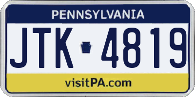 PA license plate JTK4819