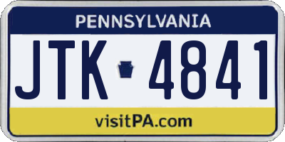 PA license plate JTK4841