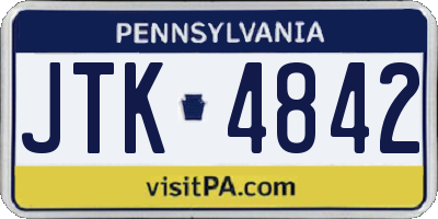 PA license plate JTK4842