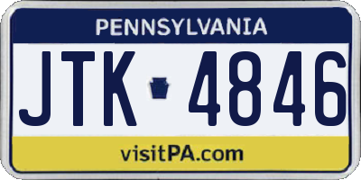 PA license plate JTK4846