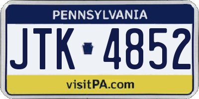 PA license plate JTK4852