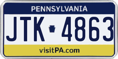 PA license plate JTK4863
