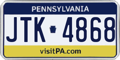 PA license plate JTK4868