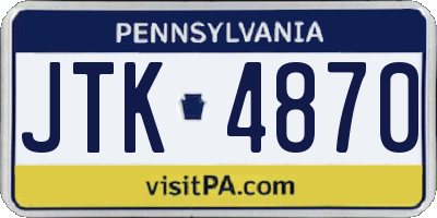 PA license plate JTK4870
