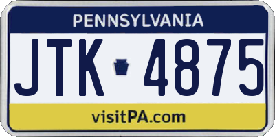 PA license plate JTK4875