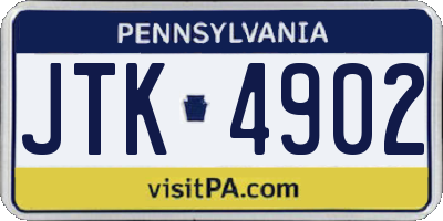 PA license plate JTK4902