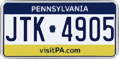 PA license plate JTK4905