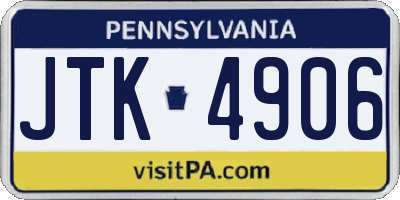 PA license plate JTK4906