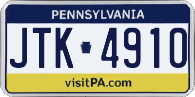 PA license plate JTK4910