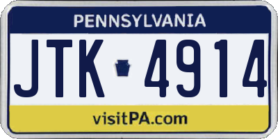 PA license plate JTK4914