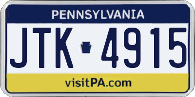 PA license plate JTK4915