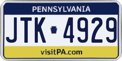 PA license plate JTK4929