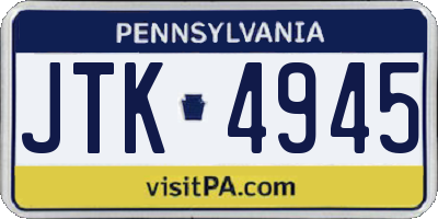 PA license plate JTK4945